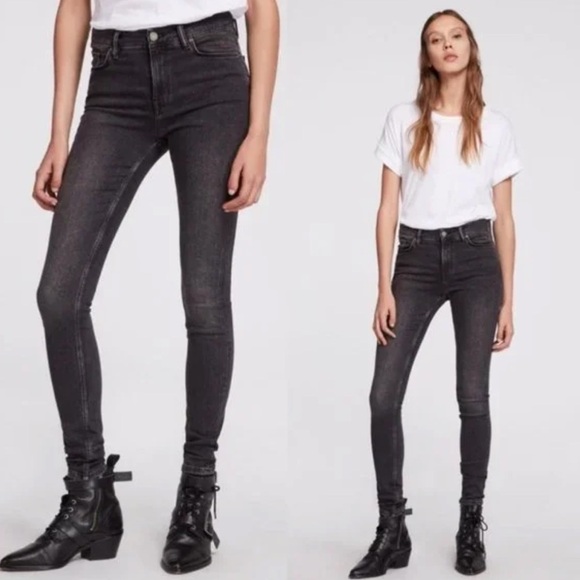 All Saints Grace skinny jeans dark gray black wash ankle zipper on back size 29 - Picture 3 of 10